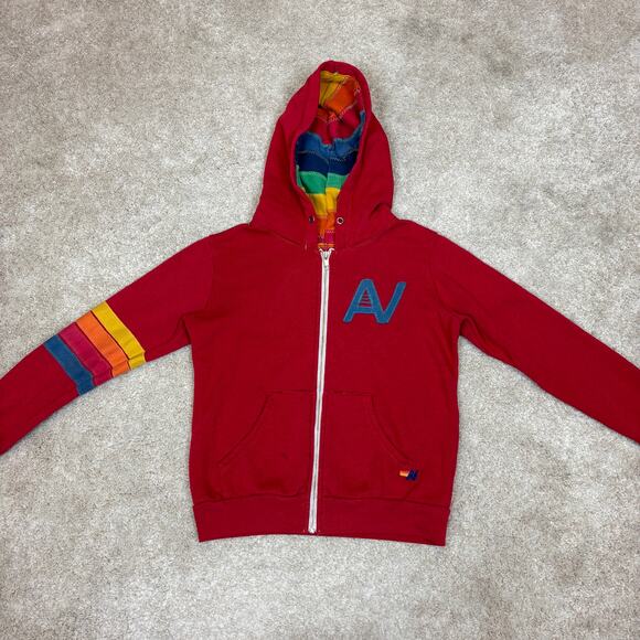 Aviator Nation Signature Rainbow Full Zip Hoodie Youth 10 Loungewear Rare Read - Picture 2 of 11